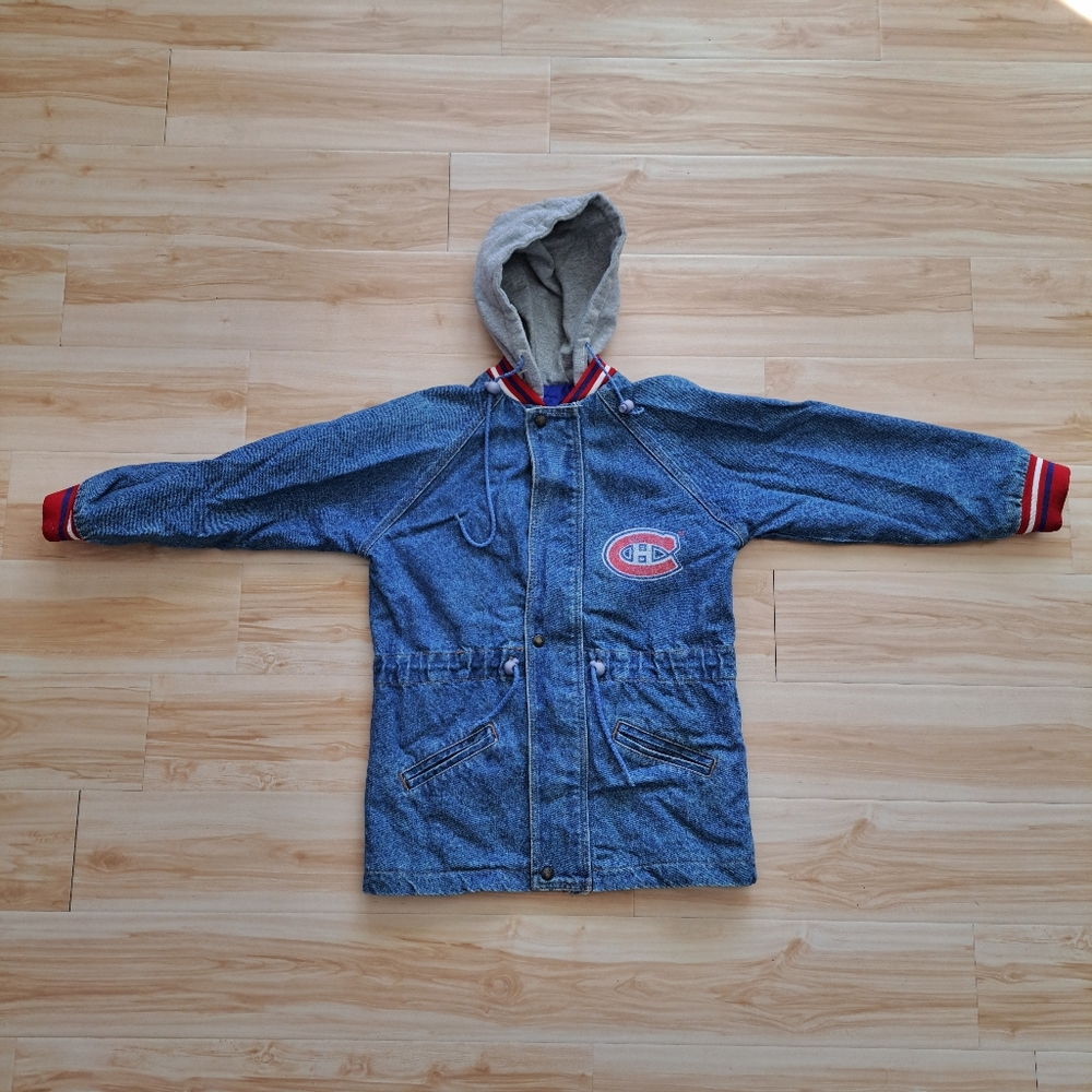 Vintage Montreal Canadiens Bomber  Street Legends Denim Jacket Youth Size 10